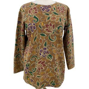 Vintage American Weekend Women's Casual Floral Long Sleeve Top Shirt Small S